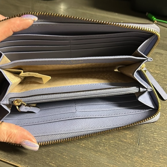 Kate Spade Blue/Purple Leather Zip Wallet - Picture 4 of 5
